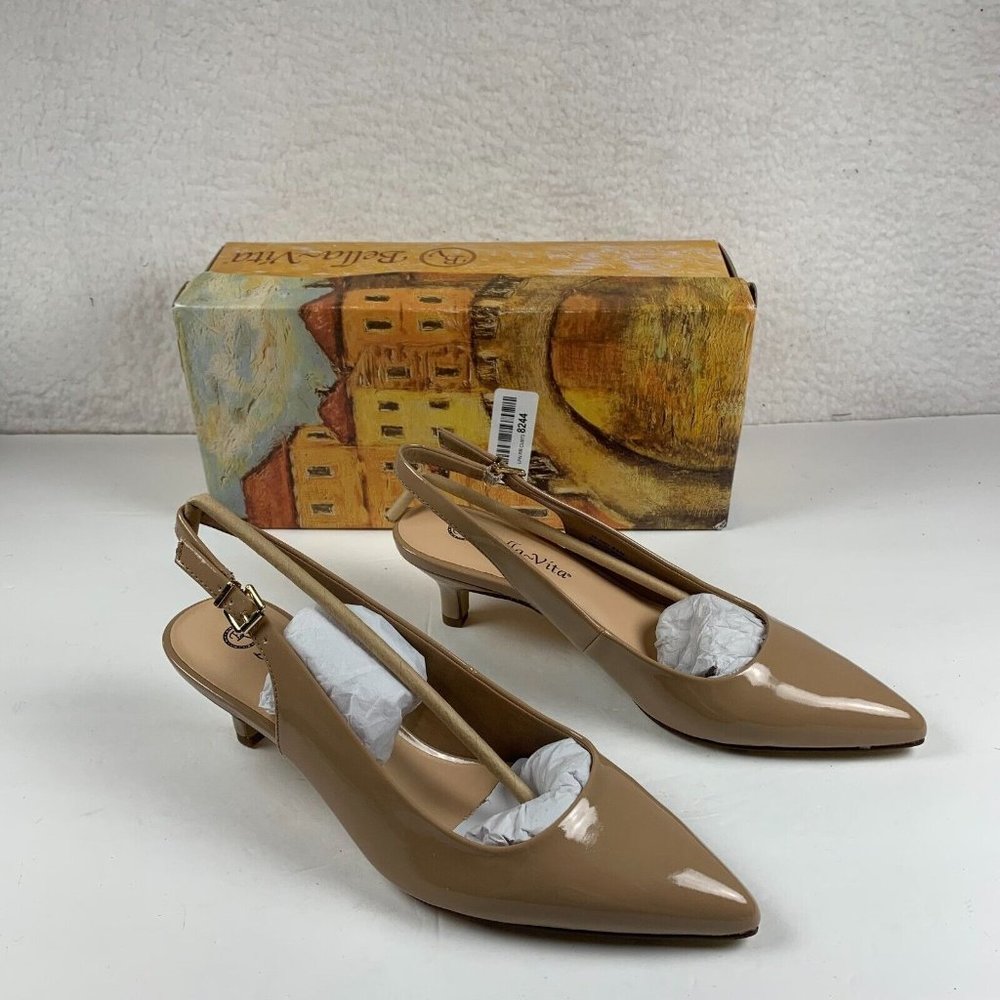 Bella Vita Scarlett II Women's Leather Kitten Heels 8.5 M Nude Patent NIB S0394